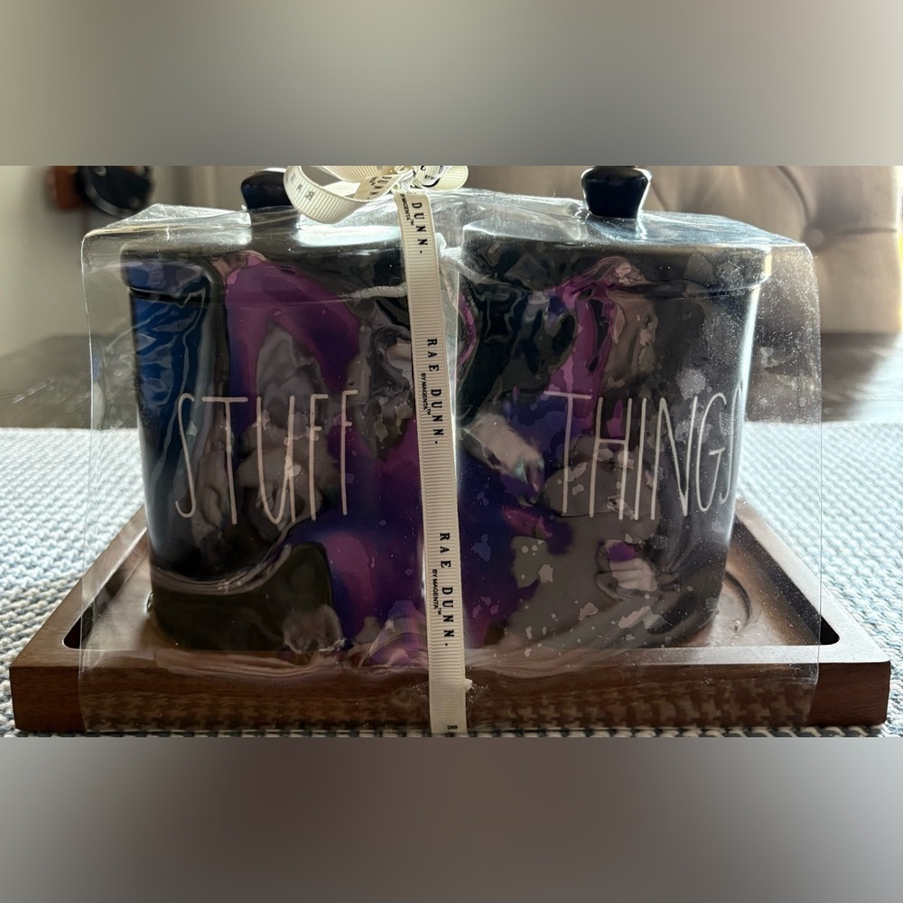 Rae Dunn Black Ceramic Canister Set